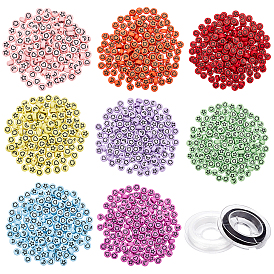 CHGCRAFT DIY 8 Colors Stretch Bracelet Making Kit for Kid, Including Flat Round Opaque with Ename Acrylic Beads, Elastic Thread