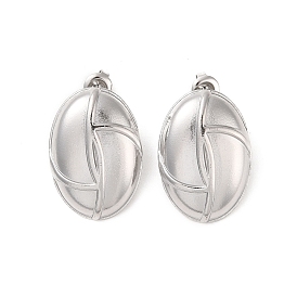 Oval 304 Stainless Steel Stud Earrings for Women