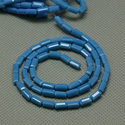 Opaque Glass Beads Strands, Faceted, Cuboid