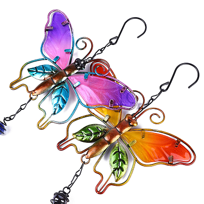 Bell Wind Chimes, Glass & Iron Art Pendant Decorations, Butterfly