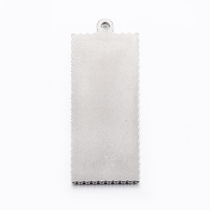 304 Stainless Steel Pendant Cabochon Settings, Rectangle