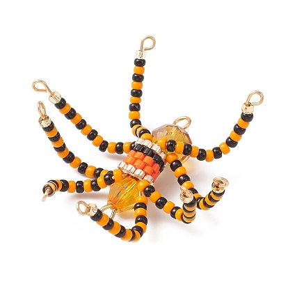 Handmade Seed Beads, Loom Pattern, 3D Spider Pendant, Halloween Theme