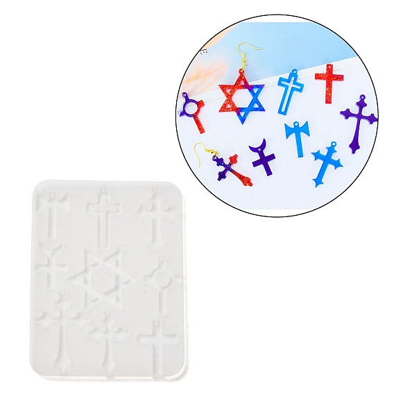 Moules en silicone pour pendentif étoile de David et croix, DIY, moules de résine, pour la résine UV, fabrication artisanale de résine époxy