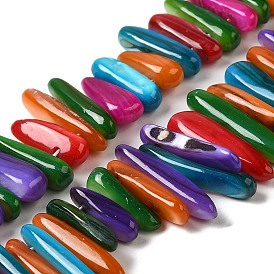 Natural Freshwater Shell Beads Strands, Dyed, Top Drilled, Flat