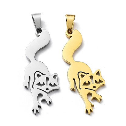 304 Stainless Steel Pendants, Raccoon Charm