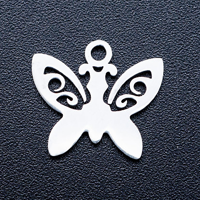 201 Stainless Steel Pendants, Stamping Blank Charms, Butterfly
