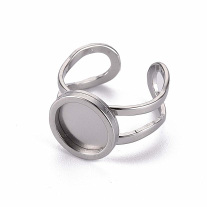 201 Stainless Steel Cuff Pad Ring Settings, Laser Cut
