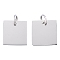 201 Stainless Steel Charms, Manual Polishing, Square