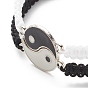 Enamel Yin Yang Matching Couple Braided Bead Bracelets Set, Adjustable Bracelets for Women