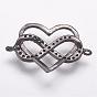 Brass Micro Pave Cubic Zirconia Links, Heart and Infinity, Polyamory Charm