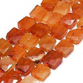 Natural Red Botswana Agate Beads Strands, Faceted, Square