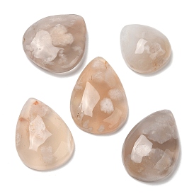 Natural Cherry Blossom Agate Cabochons, Teardrop