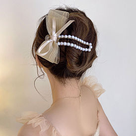 Chic Pearl Hair Clips for Women, Butterfly Bow Barrettes and Shark Teeth Alligator Claws