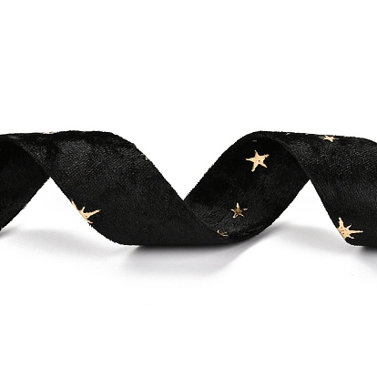 Double Face Polyester Velvet Ribbon, for Gift Packing and Festival Decoration, Star Pattern