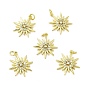 Brass Micro Pave Cubic Zirconia Pendants, with Jump Ring, Sun Charm