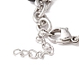 Bracelet rond à breloques au chalumeau et cœur et trèfle avec 304 chaîne en acier inoxydable pour femme