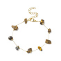 Natural Mixed Gemstone Chips Beaded Bracelet, Golden 316 Surgical Stainless Steel Jewelry for Women