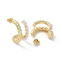 ABS Plastic Pearl Beaded Arc Stud Earrings, Brass Wire Wrap Jewelry for Women