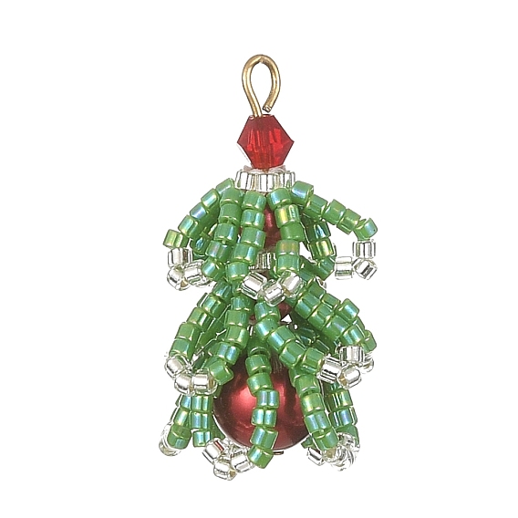 MIYUKI Delica Beaded Pendents, with Glass Beads and 304 Stainless Steel Findings, Christmas Tree Charms