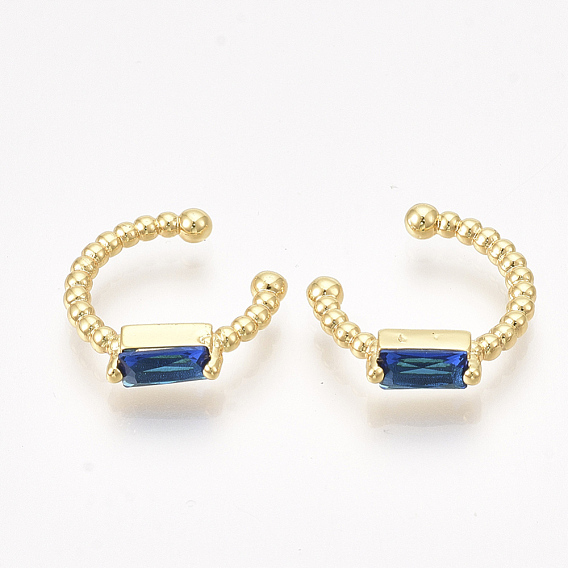 Brass Cubic Zirconia Cuff Earrings, Golden