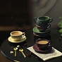 Mini Tea Sets, including Porcelain Teacup & Saucer, Alloy Spoon, Miniature Ornaments, Micro Landscape Garden Dollhouse Accessories, Pretending Prop Decorations