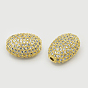 Latón perlas de circonio cúbico, oval, 13.5x10x7 mm, agujero: 1.5 mm
