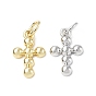 Eco-Friendly Rack Plating Brass Pendants, Long-Lasting Plated, with Open Jump Rings, Lead Free & Cadmium Free, Cross Charm