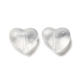 Transparent Acrylic Pendants, with Powder, Heart