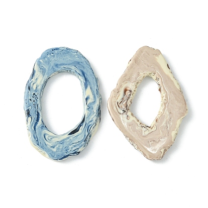 Half Drilled Resin Beads, For Pendants Making, Imitation Gemstone Slices, Mixed Shape