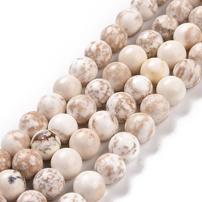Brins de perles de magnésite naturelle, ronde