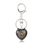 Porte-clés coeur de pierre précieuse avec oeil d'horus, Porte-clés en pierre d'énergie reiki, pour sac, bijoux, décoration cadeau