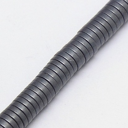 Electroplate Non-magnetic Synthetic Hematite Beads Strands, Frosted, Heishi Beads, Flat Round/Disc, Grade A