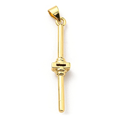 Brass with Cubic Zirconia Pendants, Long-Lasting Plated, Lead Free & Cadmium Free, Real 18K Gold Plated, Stick