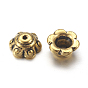 Tibetan Style Alloy Caps, Lead Free & Cadmium Free, 7mm in diameter, 3mm thick, hole: 1.5mm