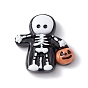 Cabujones de resina opaca con tema de halloween, negro, esqueleto/zapatos/mano de esqueleto/fantasma/gafas/sombrero/casa/patrón de gato