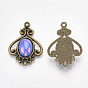Antique Bronze Plated Alloy Pendant Rhinestone Settings, with Resin, Flower