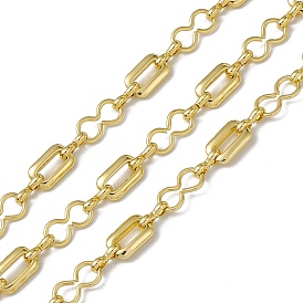 Brass Rectangle & Infinity Link Chains, with Spool, Unwelded, Long-Lasting Plated, Cadmium Free & Nickel Free & Lead Free