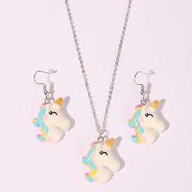 Adorable Animal Jewelry Set with Unicorn Earrings and Necklace - Fashionable, Unique and Cute Accessories for Women