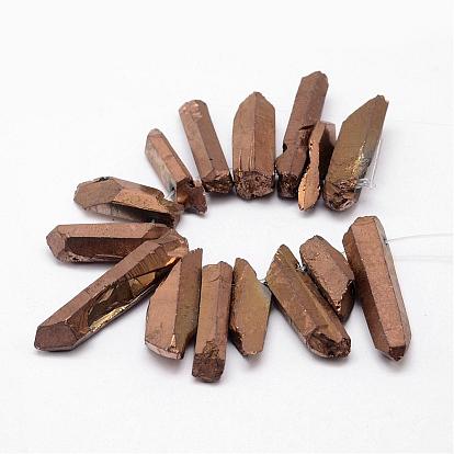 Electroplated Natural Quartz Crystal Bead Strands, Nuggets, Dyed