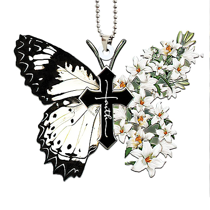Acrylic Butterfly Pendant Decorations, for Interior Car Mirror Hanging Decorations