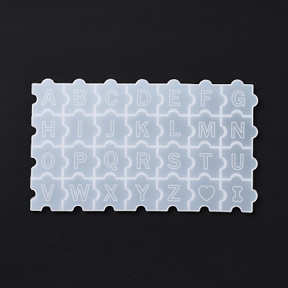 Lettre majuscule motif pièce de puzzle moules en silicone, moules de résine, pour la résine UV, fabrication artisanale de résine époxy