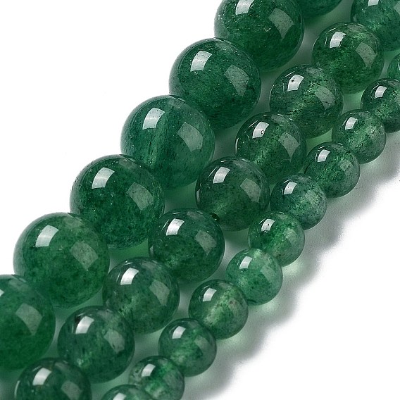 Натуральный зеленый клубника кварц бисер нити, круглые, класс А