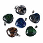 Natural Dragon Veins Agate Pendants, with Stainless Steel Snap On Bails, Heart, Stainless Steel Color