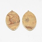 Gemstone grands pendentifs, avec les accessoires en laiton de tonalité d'or, oeil de cheval