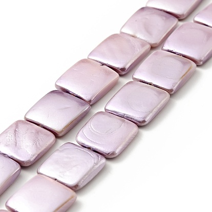 Electroplated Shell Pearl Beads Strands, Polished, Rectangle