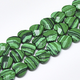 Synthetic Malachite Beads Strands, Faceted, Heart