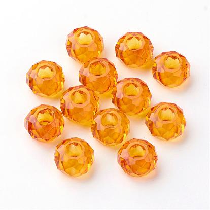 Glass European Beads, Large Hole Beads, No Metal Core, Rondelle