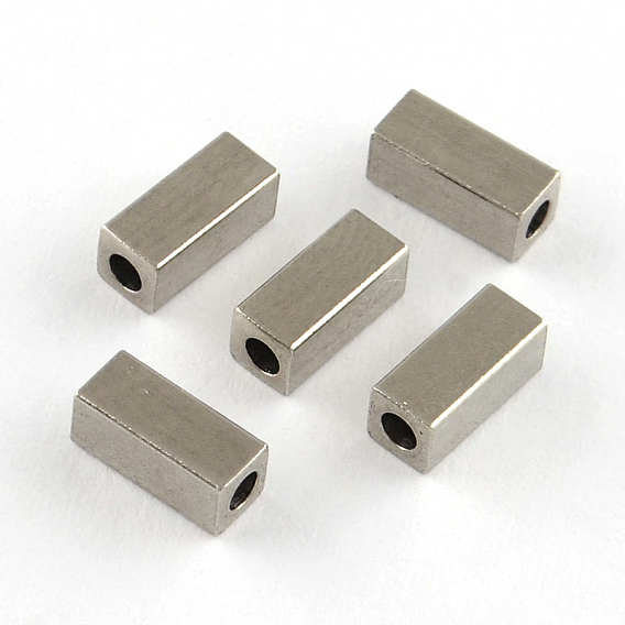 201 Stainless Steel Beads, Cuboid, 7x3x3mm, Hole: 1mm