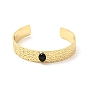 Bracelet manchette ouvert ovale zircon cubique noir, bracelet jonc plat en laiton pour femme, sans cadmium et sans nickel et sans plomb