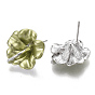 Spray Painted Alloy Stud Earring Findings, with Stainless Steel Pins and Loop, Flower